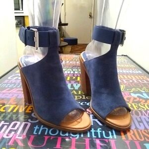 Blue Suede Marc Fisher Open-Toe Heels